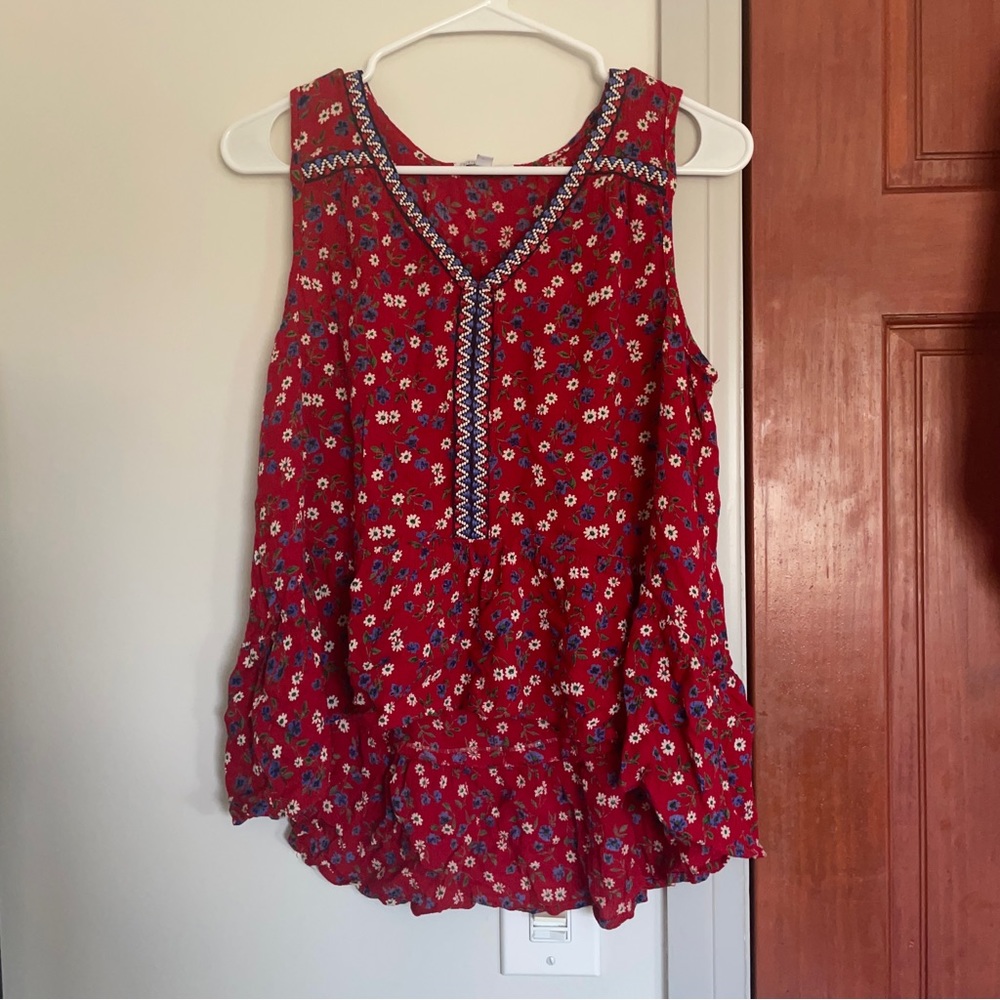 red boho paisley printed blouse